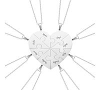 KWCLTH Personalized Heart Puzzle Necklaces Set, Custom Name Necklace 2/3/4/5/6/7/8 Pieces Bff & Family Jewelry Customized Gift for Women Men