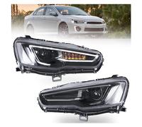 Kwedfgo Rear Light Assemblies LED Headlights Assembly For Mitsubishi For Lancer For EVO X Sedan 2008-2016 2017 2018 With Sequential Turn Signal Blackout Front Lamps(Without Eyes)