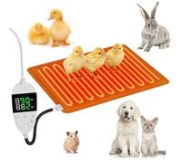 Kweetle Chicken Heating Pad with Digital Thermostat & Timer, 11.7x15.7in Adjustable Brooder Heater for Chicks & Small Animals, Anti-Bite Cord, Waterproof Mat for Chicken Coop, Reptiles, Rabbits