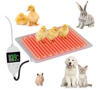 Kweetle Chicken Heating Pad with Digital Thermostat & Timer, 15.7x19.7in Adjustable Brooder Heater for Chicks & Small Animals, Anti-Bite Cord, Waterproof Mat for Chicken Coop, Reptiles, Rabbits