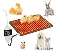 Kweetle Chicken Heating Pad with Digital Thermostat & Timer, 15.7x19.7in Adjustable Brooder Heater for Chicks & Small Animals, Anti-Bite Cord, Waterproof Mat for Chicken Coop, Reptiles, Rabbits