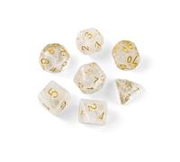 Kweiugfi 7-Piece DND Dice Set, MTG Dice Polyhedral Dice Role-Playing Games, Pathfinder, Board Games, D4 D6 D8 D10 D12 D20 D% (White/Gold Lettering)