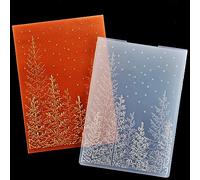 KWELLAM 3D Merry Christmas Snowfall Tree Woodland Background Plastic Embossing Folders for Card Making Scrapbooking and Other Paper Crafts 3080401