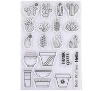 KWELLAM Best Wishes Hello Thank you Cactus Flower Pot Clear Stamps for Card Making Decoration and DIY Scrapbooking