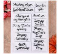 KWELLAM Words Happy Mother's Day Father's Day Thinking of You Get Well Soon Happy Birthday with Sympathy Clear Stamps for Card Making Decoration and DIY Scrapbooking