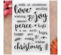 KWELLAM Words Merry Christmas Wishes Joy Sending Love Peace Earth Clear Stamps for Card Making Decoration and DIY Scrapbooking