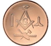 kwg77 1 oz .999 pure copper 39 mm round MASON Freemason 1 oz bullion mint masonic coin