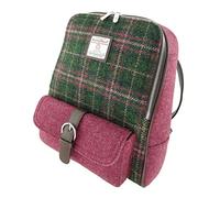 KWH Harris Tweed Dark Green & Plum Tartan Check Naver Large Backpack
