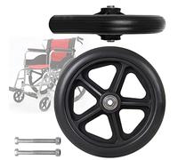 KWIBYBGS 2Pcs Wheelchair Frontor Wheels Replacement Solide Replacement Part, Front Wheelchair Wheel Replacement/Black/190Mm (8 in)