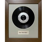 Kwik Picture Framing Ltd 7 Inch Vinyl Record Frame With Personalised Text Insert | Single LP Wall Display Frame With Perspex Front Panel And MDF Backing Board | Grey Mount And Mahogany Frame