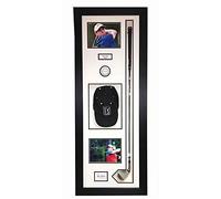 Kwik Picture Framing Ltd Golf Club & Ball 3D Display Case 47 x 18 Inch | Deep Box Frame with Cap, 2 Photo Openings & Text Plaque | White Mount - Silver Frame | Made in UK