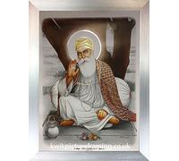 Kwik Picture Framing Ltd Guru Nanak Dev Ji Sikh Guru In Size - 16 X 12 | Silver Frame