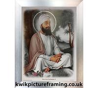 Kwik Picture Framing Ltd Guru Tegh Bahadur Ji Orignal Print Frame In Size - 12 X 9 | Silver Frame