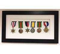 Kwik Picture Framing Ltd Medal Frame 3D Box Display Frame for 6x World War Military Single Medal in Black Frame - White Mount