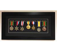 Kwik Picture Framing Ltd Shadow Box Frame for Medal Display | Deep 3D Box for Military, Sports and War Awards | Perspex Front And MDF Backing | Black Mount - Black Frame | Fits Seven Medal