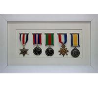 Kwik Picture Framing | Military/War/Sports Medal 3D Box Picture Frame Fits Five Medal - White Frame with White Mount