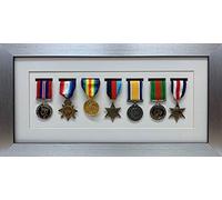 Kwik Picture Framing | Military/War/Sports Medal 3D Box Picture Frame Fits Seven Medal - Silver Frame with White Mount