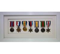 Kwik Picture Framing | Military/War/Sports Medal 3D Box Picture Frame Fits Seven Medal - White Frame with White Mount