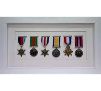 Kwik Picture Framing | Military/War/Sports Medal 3D Box Picture Frame Fits Six Medal - White Frame with White Mount