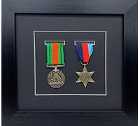 Kwik Picture Framing | Military/War/Sports Medal 3D Box Picture Frame Fits Two Medal - Black Frame with Black Mount