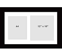 Kwik Picture Framing MULTI APERTURE GRADUATION PHOTO WITH CERTIFICATE FRAME FITS 2 (A4, 12x10) PHOTOS Multi-Picture White Mount Landscape or portrait Black Frame Made in UK