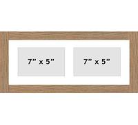 Kwik Picture Framing MULTI APERTURE PHOTO FRAME FITS 2 7x5 PHOTOS Multi-Picture White Mount Hang Landscape or portrait Oak Frame Made in UK