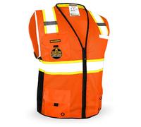 KwikSafety Big Kahuna | Class 2 Deluxe Safety Vest | 360° High Visibility Reflectivity Work Wear | Hi Vis Construction Cycling Motorbike Waistcoat | Men Women Regular to Oversized Fit | Orange S/M