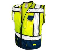 KwikSafety SHERIFF | Class 2 Fishbone Safety Vest | 360° High Visibility Reflective Work Wear | Hi Vis Construction Cycling Motorbike Waistcoat | Men Women Regular to Oversized Fit | Blue 2XL/3XL