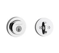 Kwikset 158 Milan Deadbolt Lock, Polished Chrome Round Exterior Keyed Front Entry Door, Pick Resistant SmartKey Rekey Security, Single Cylinder Dead Bolt, with Microban Protection