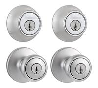 Kwikset 242 Tylo Entry Knob and Single Cylinder Deadbolt Project Pack in Satin Chrome