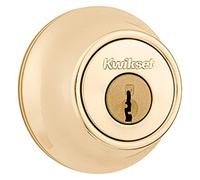 Kwikset 660 Deadbolt Deadbolt Lock, Polished Brass Round Exterior Keyed Front Entry Door, Single Cylinder Dead Bolt