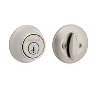 Kwikset 660 Deadbolt Lock, Satin Nickel Round Exterior Keyed Front Entry Door, Single Cylinder Dead Bolt, with Microban Protection