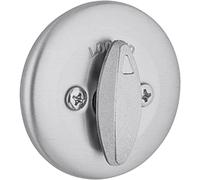 Kwikset 663 Deadbolt Unkeyed Deadbolt Lock, Satin Chrome Round Interior Turn Piece for Front Entry Door, with Latch and Adapter, No Exterior Assembly