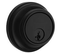 Kwikset 817 Deadbolt Lock, Matte Black Round Exterior Keyed Front Entry Door, Pick Resistant SmartKey Rekey Security, Single Cylinder Dead Bolt, with Microban Protection