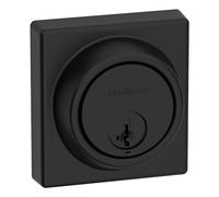 Kwikset 817 Deadbolt Lock, Matte Black Square Exterior Keyed Front Entry Door, Pick Resistant SmartKey Rekey Security, Single Cylinder Dead Bolt, with Microban Protection