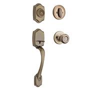Kwikset 96870-098 Belleview Single Cylinder Handleset with Tylo Knob Featuring SmartKey Security in Antique Brass