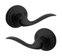 Kwikset 97200-816 Tustin Passage Lever for Hall or Closet Handle with a Traditional Wave Design for Interior Doors, Matte Black, 1 Pack