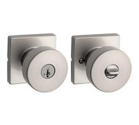 Kwikset 97300-933 Pismo Bedroom/Bathroom Door Knob, Round, Satin Nickel