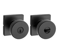 Kwikset 97402-854 Pismo Keyed Entry Door Knob Featuring SmartKey Security, Round, Iron Black