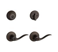 Kwikset 991 Tustin Entry Lever and Single Cylinder Deadbolt Combo Pack Featuring SmartKey in Venetian Bronze (99910-041)