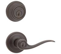 Kwikset 991 Tustin Entry Lever and Single Cylinder Deadbolt Combo Pack featuring SmartKey in Venetian Bronze (99910-041)