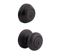Kwikset Juno Keyed Entry Door Knob and Single Cylinder Deadbolt Combo Pack & Juno Bedroom/Bathroom Privacy Door Knob with Microban Antimicrobial Protection in Venetian Bronze