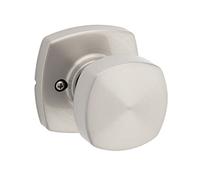 Kwikset Arroyo Knob Dummy Door Knob, Single Sided Handle for Closets, French Double Doors, and Pantry, Satin Nickel Non-Turning Interior Push/Pull Door Knob, with Microban Protection