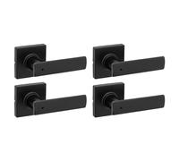 Kwikset Breton Square Bed/Bath Lever Featuring Microban in Matte Black (4-Pack)