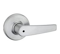 Kwikset Delta Interior Privacy Door Handle with Lock, Door Lever for Bathroom and Bedroom, Satin Chrome Reversible Keyless Turn Lock