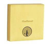 Kwikset Downtown, Deadbolt Door Lock, Single Cylinder, Square Low Profile with SmartKey Re-Key Security, Satin Brass
