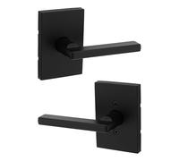 Kwikset Halifax, Door Handle Lever Passage Door for Hall and Closet with Microban, Rectangular Rose in Matte Black