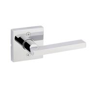 Kwikset Halifax Dummy Door Handle, Single Sided Lever for Closets, French Double Doors, and Pantry, Polished Chrome Non-Turning Reversible Interior Push/Pull Lever, Square Rose