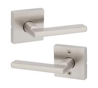 Kwikset Halifax Interior Passage Door Handle, Lever for Closet and Hallway Doors, Reversible Non-Locking Handle Lever, Satin Nickel, with Microban Protection