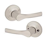 Kwikset Henley Interior Passage Door Handle, Lever for Closet and Hallway Doors, Reversible Non-Locking Handle Lever, Satin Nickel, with Microban Protection